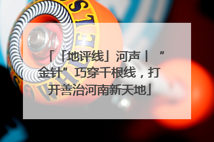 「地评线」河声丨“金针”巧穿千根线，打开善治河南新天地