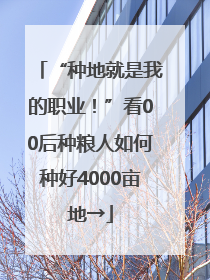 “种地就是我的职业！”看00后种粮人如何种好4000亩地→