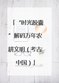 “时光胶囊”解码万年农耕文明（考古中国）