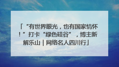 “有世界眼光，也有国家情怀！”打卡“绿色硅谷”，博主新解乐山｜网络名人四川行