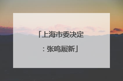 上海市委决定：张鸣履新