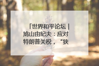 世界和平论坛｜鸠山由纪夫：应对特朗普关税，“狭路相逢勇者胜”