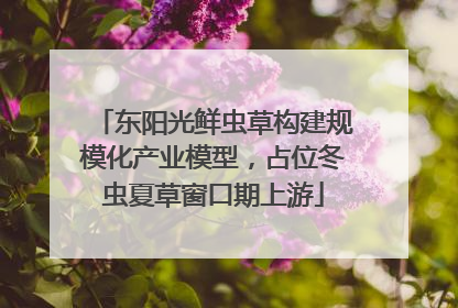东阳光鲜虫草构建规模化产业模型，占位冬虫夏草窗口期上游