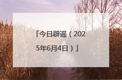 今日辟谣（2025年6月4日）