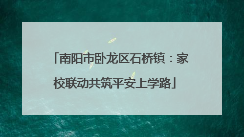 南阳市卧龙区石桥镇：家校联动共筑平安上学路