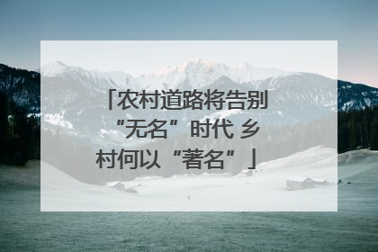 农村道路将告别“无名”时代 乡村何以“著名”