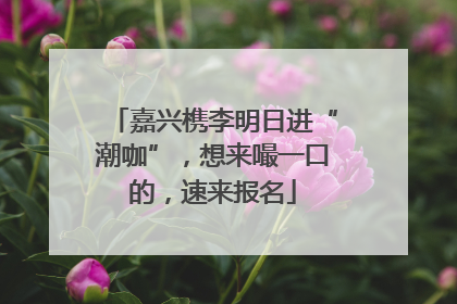 嘉兴槜李明日进“潮咖”，想来嘬一口的，速来报名