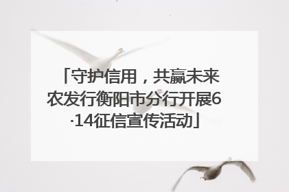 守护信用，共赢未来 农发行衡阳市分行开展6·14征信宣传活动