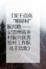 实干点亮“明星村”振兴路——记贵州省乡村振兴优秀驻村工作队员王培欢