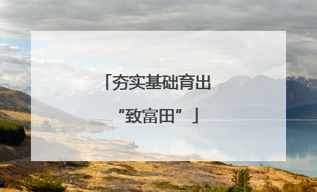 夯实基础育出“致富田”