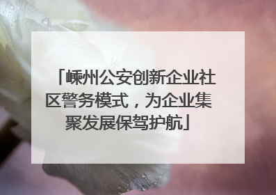 嵊州公安创新企业社区警务模式，为企业集聚发展保驾护航