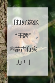 打好这张“王牌”，内蒙古有实力！