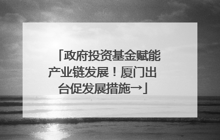 政府投资基金赋能产业链发展！厦门出台促发展措施→