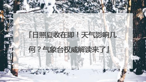 日照夏收在即！天气影响几何？气象台权威解读来了