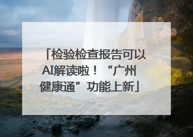 检验检查报告可以AI解读啦！“广州健康通”功能上新