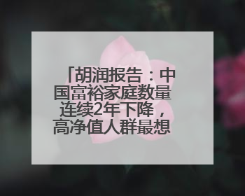 胡润报告：中国富裕家庭数量连续2年下降，高净值人群最想要“健康”