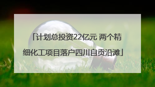 计划总投资22亿元 两个精细化工项目落户四川自贡沿滩