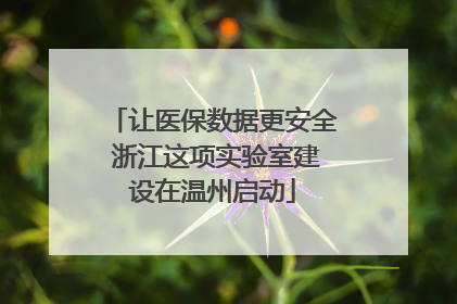 让医保数据更安全 浙江这项实验室建设在温州启动