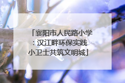 襄阳市人民路小学：汉江畔环保实践 小卫士共筑文明城