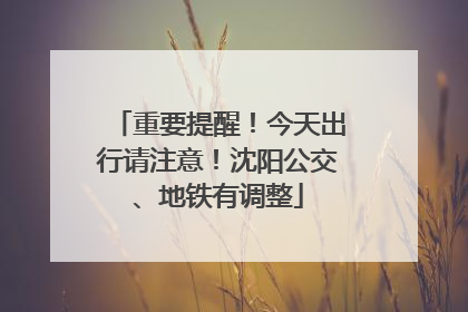 重要提醒！今天出行请注意！沈阳公交、地铁有调整