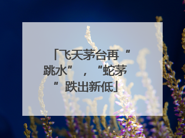 飞天茅台再“跳水”，“蛇茅”跌出新低