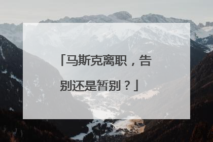 马斯克离职，告别还是暂别？