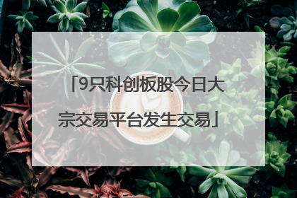9只科创板股今日大宗交易平台发生交易